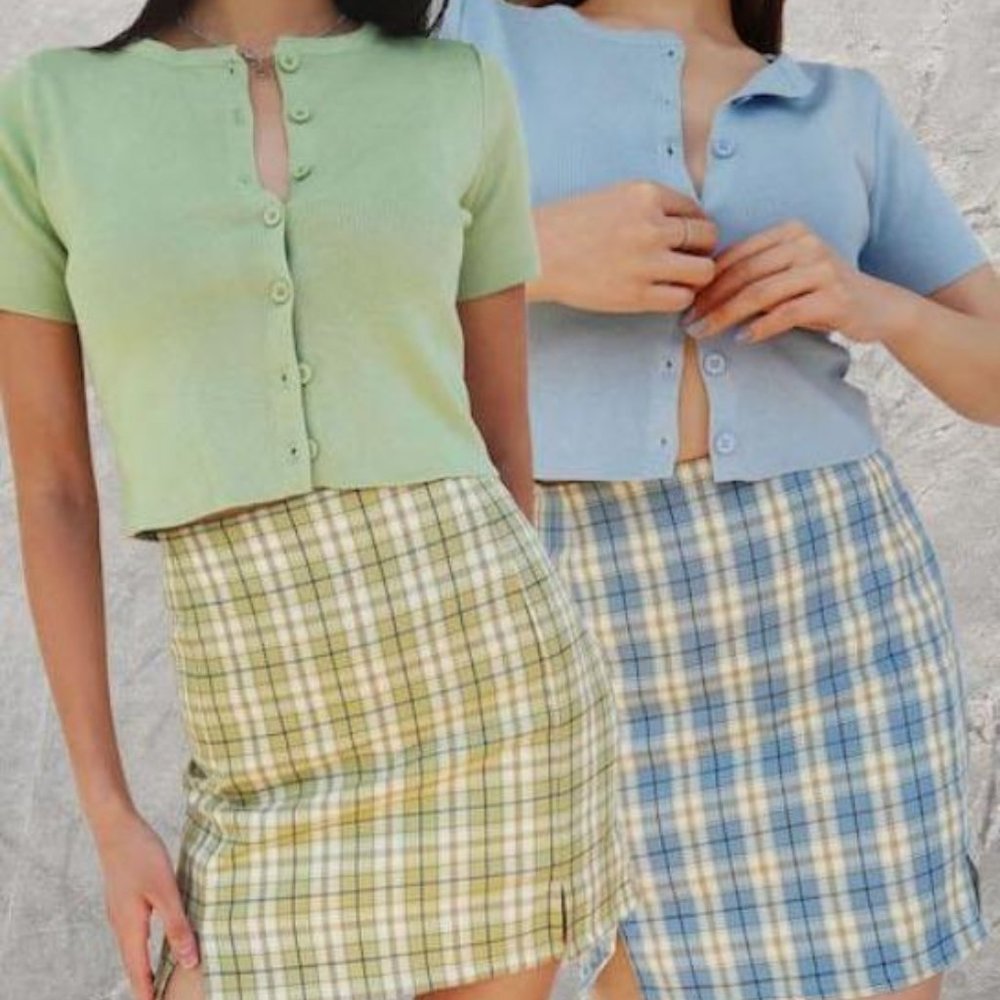 90's Girl On The Go Cropped Cardigan (Green)